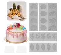 MERVYNGLYNNHUNTER 5 moules en Silicone 3D avec 2 raclettes,décorations de gâteaux DIY Moule en Dentelle,Moule Creux en Forme Feuille Corail pour Chocolat,Caoutchouc,décoration de gâteau,Desserts