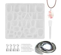 MERVYNGLYNNHUNTER Lot de 1 moule en silicone pour bijoux, 48 cavités, moule en résine époxy pour pendentif avec compte-gouttes, cordon de pendentif et clip de pendentif, moule en silicone pour résine