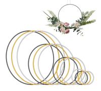 MERVYNGLYNNHUNTER Lot de 13 anneaux décoratifs en métal - Guirlande décorative - 5/6/10/15/20 cm - Pour mariage, Noël, fête, festival (noir, argent, doré)