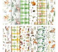 MerwDeeyt Papier de scrapbooking 30,5 x 30,5 cm, 24 feuilles, 12 motifs, animaux de la forêt, double face, aquarelle, papier artisanal pour la fabrication de cartes, album photo, automne, décoration