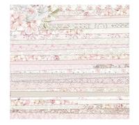 MerwDeeyt Papier de scrapbooking double face avec motif - 30,5 x 30,5 cm - 12 x 12 cm - Fleurs de printemps - 24 feuilles de papier décoratif bohème pour journal - Scrapbooking (rose)