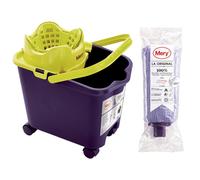 Mery Ensemble seau et serpillière en microfibre super absorbante Godet de vidange automatique et roues à 360º TÃªte de vadrouille extra-large Ratro ne part pas Violet 14L Dimensions : 38,2 x 25,5 x 39