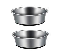 Mery Home Lot de 2 gamelles pour animaux de compagnie - 1750 ml - En acier inoxydable - Poids lourd - Avec fond en caoutchouc antidérapant - Pour chiens et chats de taille moyenne