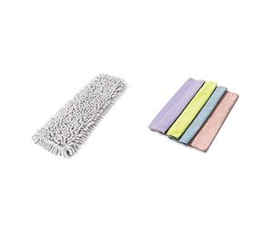 Mery | Recharge Microfibres + Pack de 4 Chiffons Microfibres | Nettoyage | Balais Plats et Chiffons