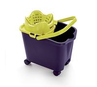 Mery | Seau à roulettes, Ouverture d'Essorage Automatique, 14L, Violet | 4 Roues Pivotantes 360°, sans Déversement en Tournant, Polypropylène Résistant, Essorage sans Effort, Transport Facile