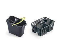 Mery | Set Cubo Rectangular Escurridor + Cesta Limpieza | Hogar Organizado | Azul/Blanco