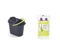 Mery | Set Seau Ovale avec essoreur 12 L + serpillière (Lot de 2) | Nettoyage de la Maison | Bleu/Blanc