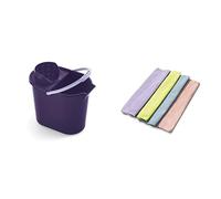 Mery | Set Seau Ovale Essoreuse 12L + Chiffon Microfibre 4 u. | Nettoyage Maison | Bleu/Blanc