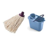 Mery | Set serpillière Coton L’Originale + Seau rectangulaire avec essoreur | Nettoyage de la Maison | Blanc