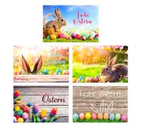 Merz Designkarten Lot de 5 cartes de Pâques de qualité supérieure - 12 x 18 cm - Avec enveloppe (carte pliée) - Carte de vœux de Pâques avec différents motifs - Eastern Joyeuses Pâques multicolore