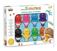 Créa Lign | Mes Premiers Feutres x8 - Dès 12 Mois | Feutres Lavables Bébé | Embout Arrondi | Forme Ergonomique | Encre Adaptée aux Jeunes Enfants | Activité Créative