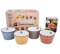 Mes Accompagnements 100 % Faits Maison - Saveurs Du Monde - Coffret Avec 4 Bols En Céramique De 570 Ml Et 1 Livre De 25 Recettes