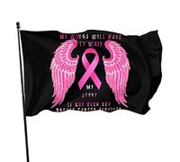 Mes ailes devront attendre, mon histoire est déjà terminée, drapeau de survivante du cancer du sein 3 x 5 pieds avec deux œillets en laiton, double couture, couleurs vives, anti-décoloration