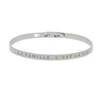 Mes-bijoux.fr Bracelet JONC en Laiton Argenté - Message : LA Famille, C'est LA Vie