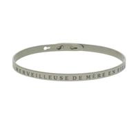 Mes-bijoux.fr Bracelet JONC en Laiton Argenté - Message : Merveilleuse DE MÈRE en Fille