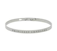 Mes-bijoux.fr Bracelet JONC en Laiton Argenté - Message : Princesse Connasse