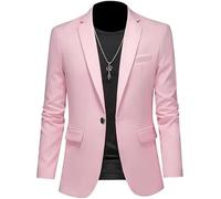 Mes Blazer Casual Slim Fit Blazer Oe Butto Blazer Combinaison légère Veste décontractée Sport Coat Formal Busiess Costume Blazers Weddig Rose XXL