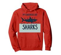 Mes collègues sont des Requins Humour de Bureau drôle Sweat à Capuche, Unisexe pour Adultes, Rouge, L