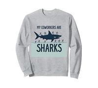 Mes collègues sont des Requins Humour de Bureau drôle Sweatshirt, Unisexe pour Adultes, Gris Chiné, XL
