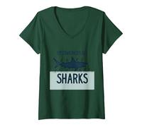Mes collègues sont des Requins Humour de Bureau drôle T-Shirt avec Col en V, Femme, Vert Forêt, S