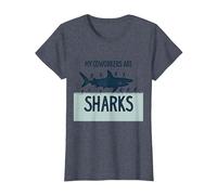 Mes collègues sont des Requins Humour de Bureau drôle T-Shirt, Femme, Bleu Chiné, M