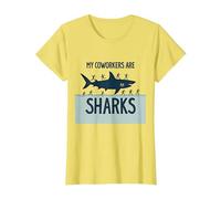 Mes collègues sont des Requins Humour de Bureau drôle T-Shirt, Femme, Citron, L