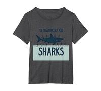 Mes collègues sont des Requins Humour de Bureau drôle T-Shirt, Femme Grandes Tailles, Chiné Foncé, 5X
