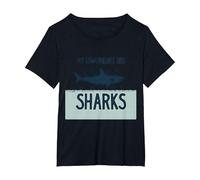 Mes collègues sont des Requins Humour de Bureau drôle T-Shirt, Femme Grandes Tailles, Noir, 1X