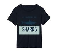Mes collègues sont des Requins Humour de Bureau drôle T-Shirt, Femme Grandes Tailles, Noir, 2X