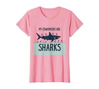 Mes collègues sont des Requins Humour de Bureau drôle T-Shirt, Femme, Rose, XXL