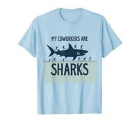 Mes collègues sont des Requins Humour de Bureau drôle T-Shirt, Homme, Bleu Céleste, L