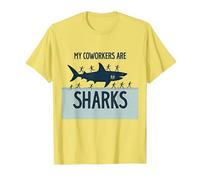 Mes collègues sont des Requins Humour de Bureau drôle T-Shirt, Homme, Citron, L