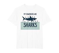 Mes collègues sont des Requins Humour de Bureau drôle T-Shirt, Homme Grandes Tailles, Blanc, 2X Tall