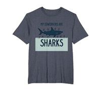 Mes collègues sont des Requins Humour de Bureau drôle T-Shirt, Homme Grandes Tailles, Bleu Chiné, 3X Tall