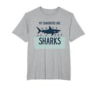 Mes collègues sont des Requins Humour de Bureau drôle T-Shirt, Homme Grandes Tailles, Gris Chiné, 3X Tall