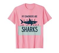 Mes collègues sont des Requins Humour de Bureau drôle T-Shirt, Homme, Rose, M