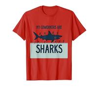 Mes collègues sont des Requins Humour de Bureau drôle T-Shirt, Homme, Rouge, XXL