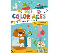 Mes coloriages avec stickers - Les animaux mignons - coloriage -autocollants - stickers - gommettes - 3 ans