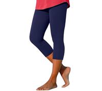 Mes Commandes Bleu Marine Legging Sport Compression 3D Short de Femme Legging Course Plage Été 3/4 de Danse Sport 3/4 Anti Cellulite Femme Pantalon Taille Elastique Bleu Marine L