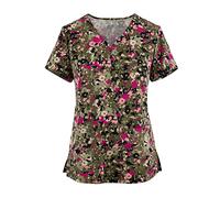 Mes Commandes en Cours De Livraison,Blouse Estheticienne Professionnelle Chemisiers et Blouses Femme T-Shirts à Manches Courtes Femme Hauts à Et Col Vêtements Femmes Impression Uniforme(Brown,5XL)