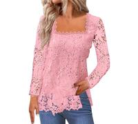 Mes Commandes en Cours De Livraison,Chemisier Femme Chic Et Élégant Dentelle Tee Shirt Femme Manches Longues Tunique Femme Grande Taille Haut Femme Ete Blouse Femme VêTements Femme(Rose,XL)