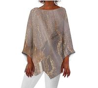 Mes Commandes en Cours De Livraison,Tunique Femme Chic Et Elegant Tee Shirt Manche Longue Femme Sweatshirts Graphique Imprimé Asymétrique Ourlet Blouse Col Rond Tenue De Sport Femme(Brun,5XL)