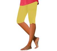 Mes Commandes Legging 3/4 Femme High Waisted Cycliste Femme Fermeture Éclair Shorts Femme Sport Cycliste Femme Legging Court Femme Pas Cher Training Short De Sport Femme Fitness Jaune L