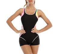 Mes Commandes Maillot De Bain Femme contrôle du Ventre Maillot De Bain Une Pièce Dos Ouvert Grande Taille Vintage Push Up Monokinis Maillot De Bain Compétitif Noir M
