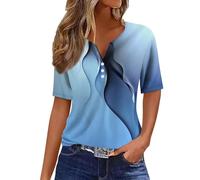 Mes Commandes Respirant Haut Boheme, Crop Top Femme Sexy Chemise Ample - Mylene Farmer Tee Shirt Chic Shirt Vacances Blouse Top(Bleu Ciel,3XL)