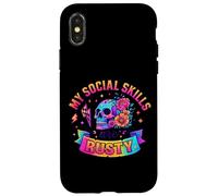 Mes compétences sociales sont Rusty Skull Rainbow Coque pour iPhone X/XS
