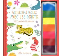 Mes dessins faciles avec les doigts - Découvrons les animaux Avec une palette de 7 couleurs intégrée ! - Collectif - Mila Boutan Eds - broché - Document jeunesse