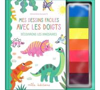 Mes dessins faciles avec les doigts - Découvrons les dinosaures: Avec une palette de tampons encrés de 7 couleurs différentes !
