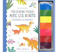 Mes dessins faciles avec les doigts - Découvrons les dinosaures: Nouvelle édition, avec une palette de 7 couleurs intégrée !