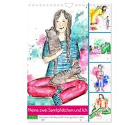 Mes deux pattes de velours et moi - Aquarelles enchanteresses d'un grand amour, Version française (Calendrier mural 2026 DIN A4 portrait), Calendrier CALVENDO mensuel